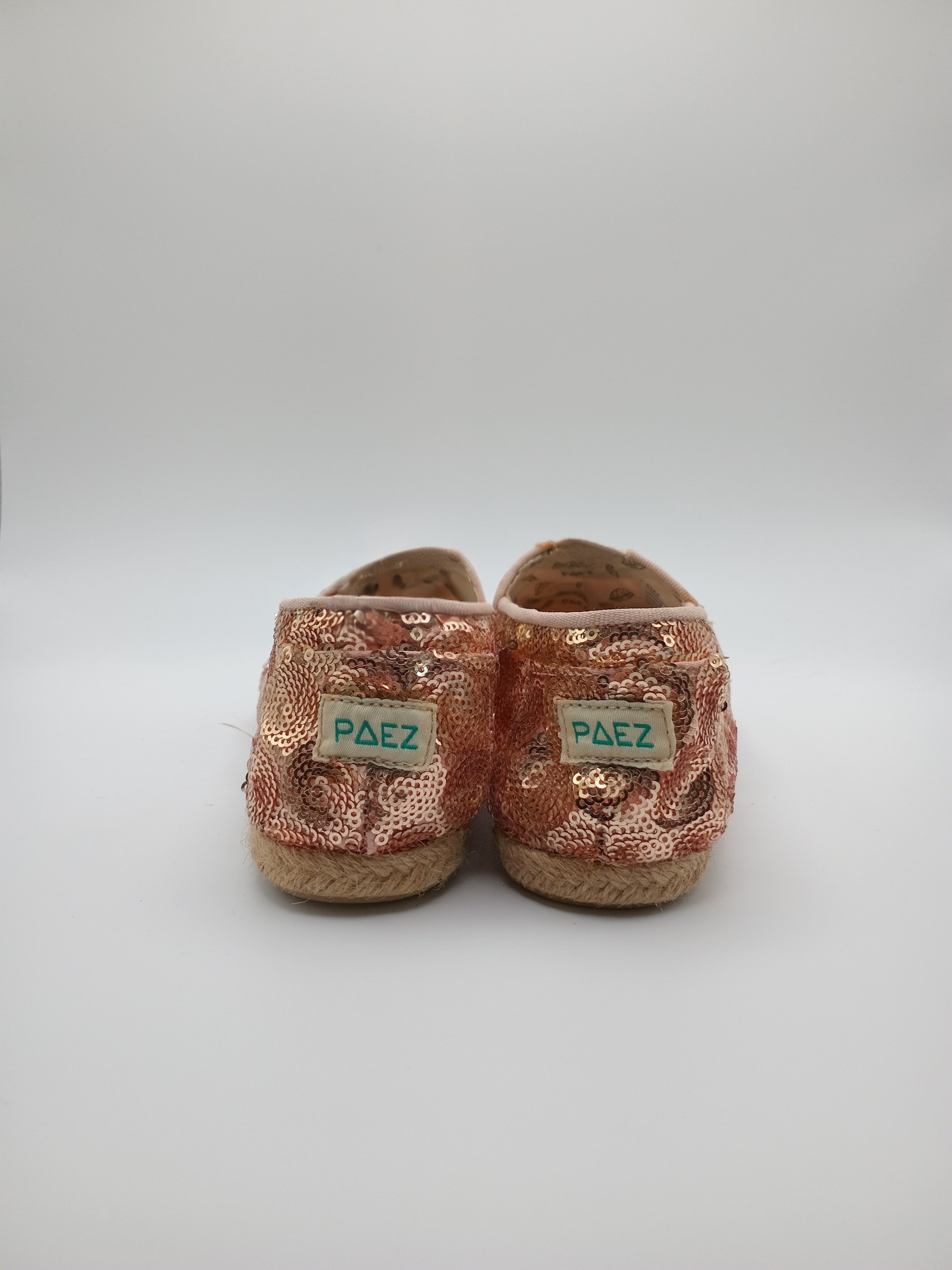 ALPARGATAS PAEZ NUDE BRONZE ROSE BRILHO TECIDO LANTEJOULAS BORDADO CIRCULAR