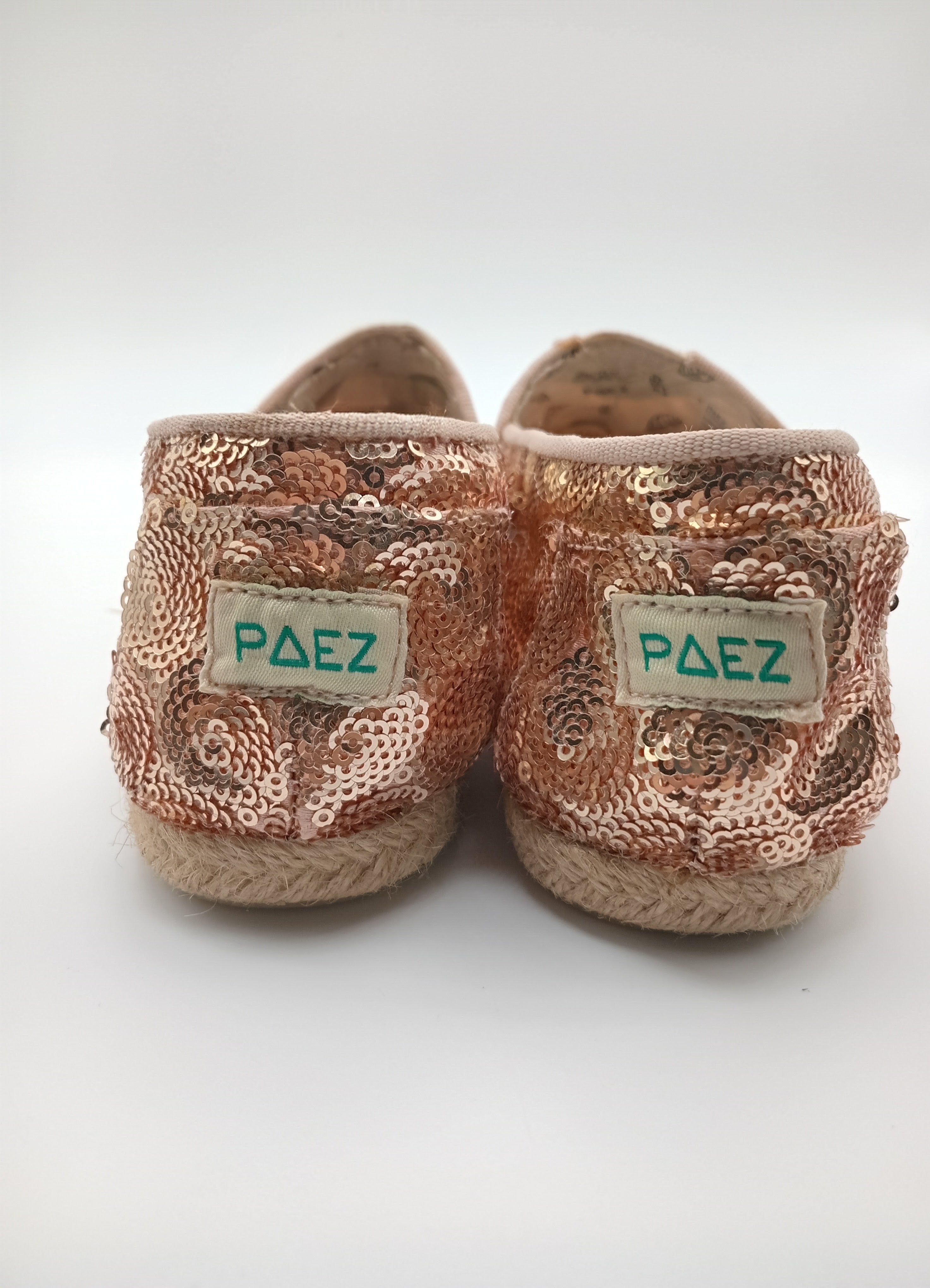 ALPARGATAS PAEZ NUDE BRONZE ROSE BRILHO TECIDO LANTEJOULAS BORDADO CIRCULAR