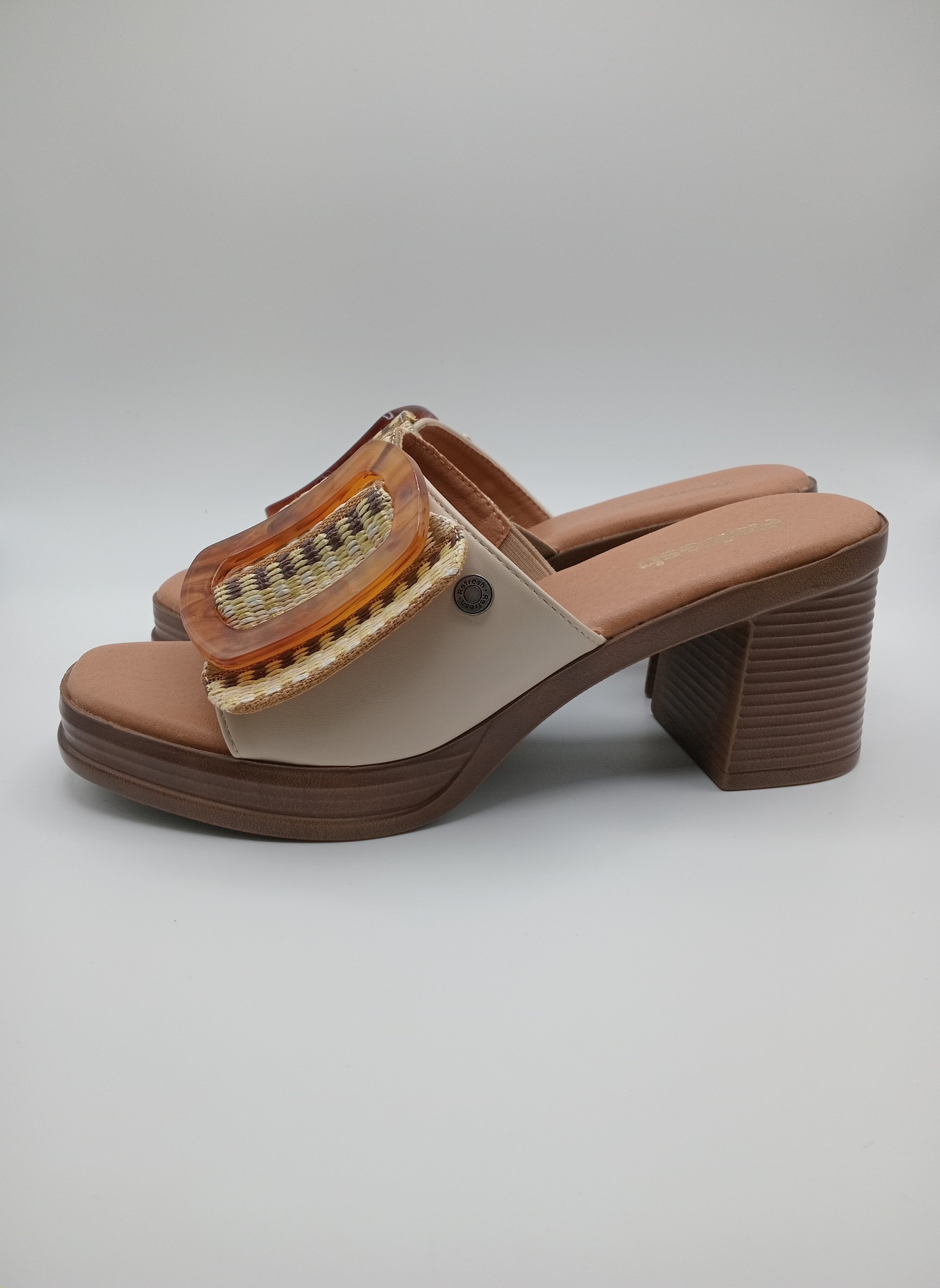 SALTO SANDÁLIA REFRESH CASTANHO FIVELA MACRAME ENTRELACE