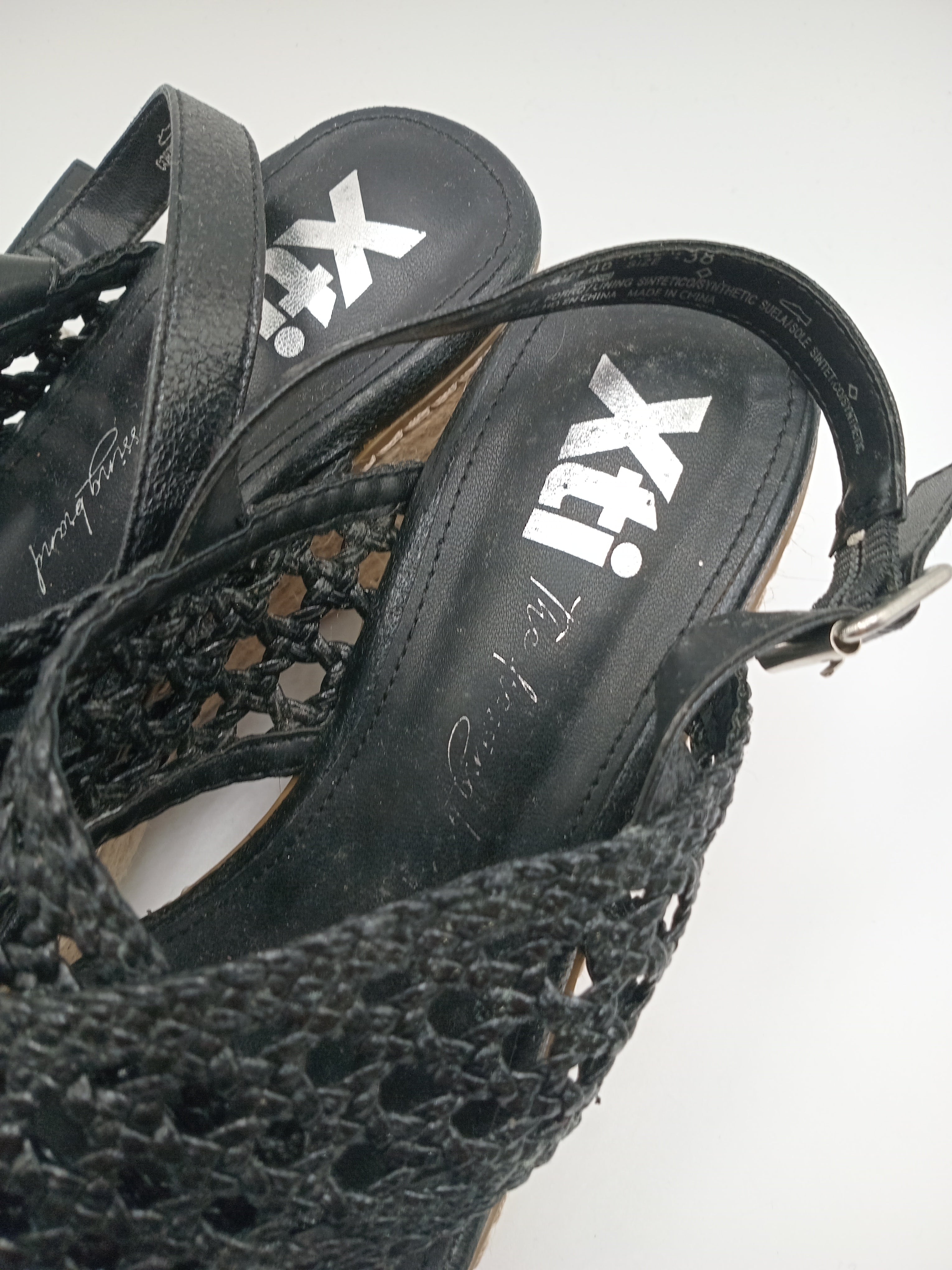 SALTO CUNHA XTI PRETO ENTRELACE MACRAME