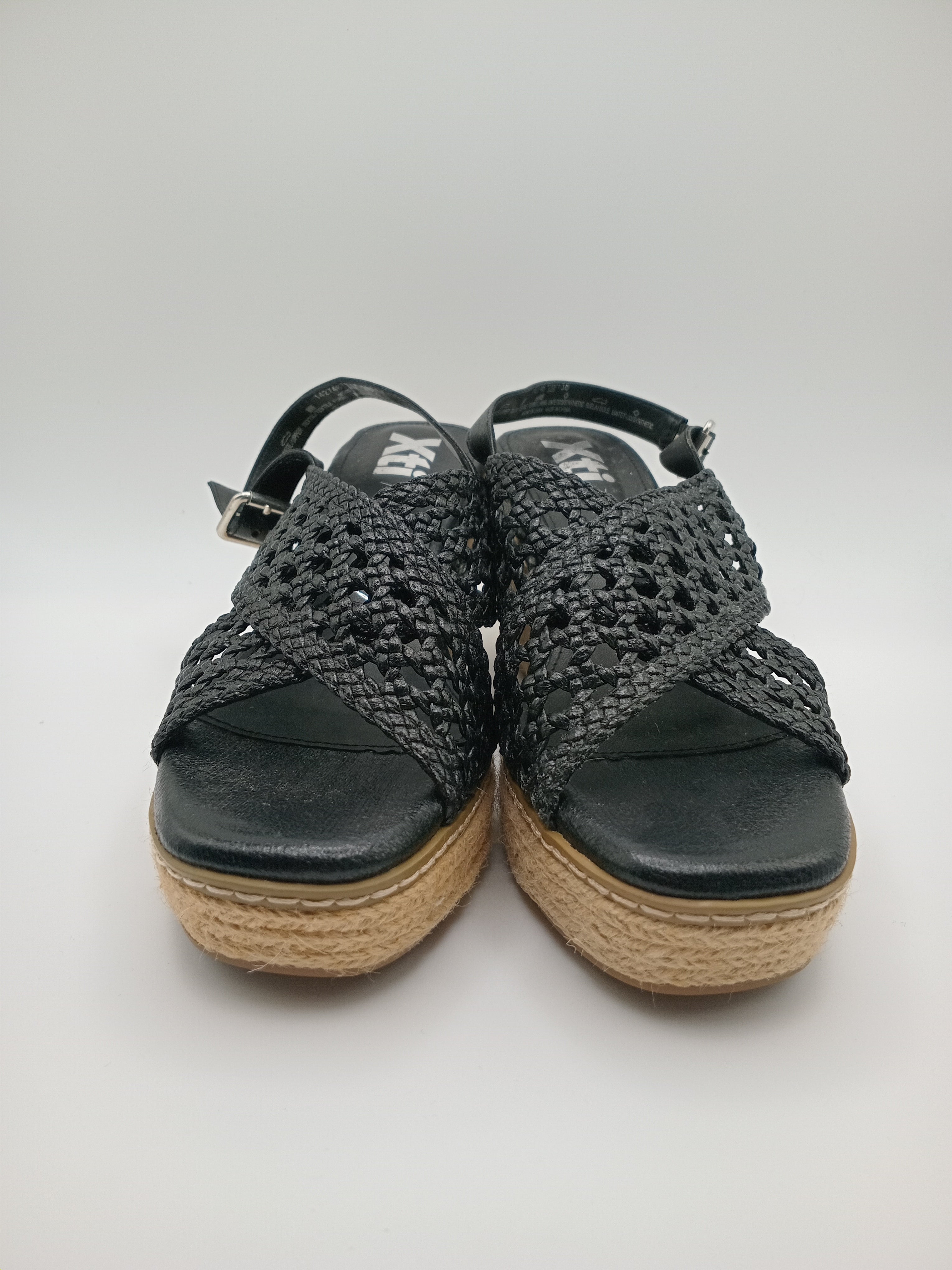 SALTO CUNHA XTI PRETO ENTRELACE MACRAME