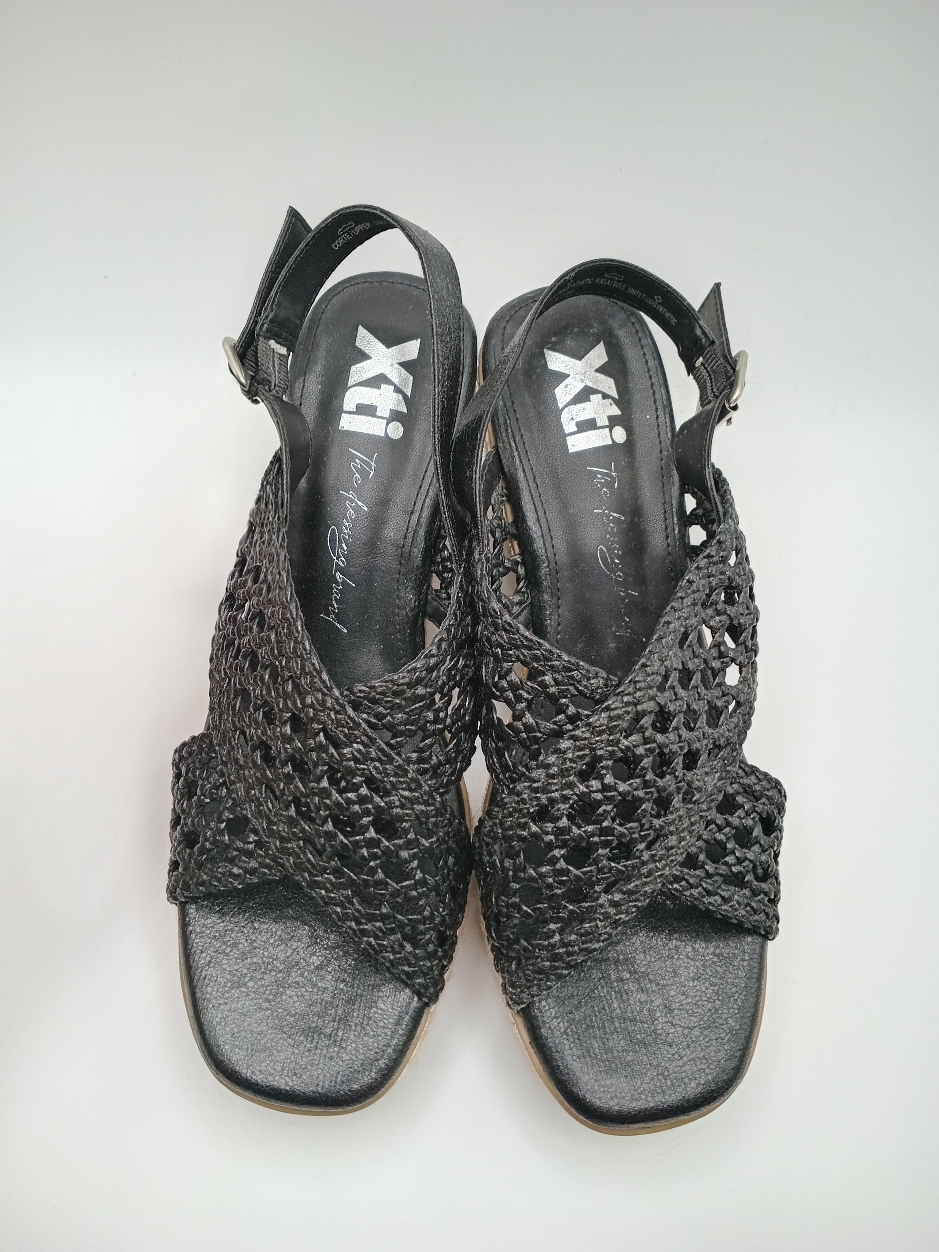 SALTO CUNHA XTI PRETO ENTRELACE MACRAME