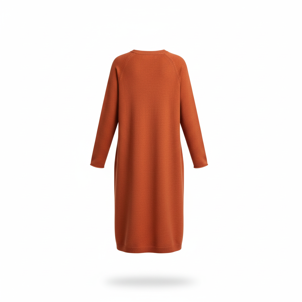 VESTIDO MAGLIFICIO ALFA LARANJA MANGA CUMPRIDA APLICAÇÕES BOTÕES NA MANGA