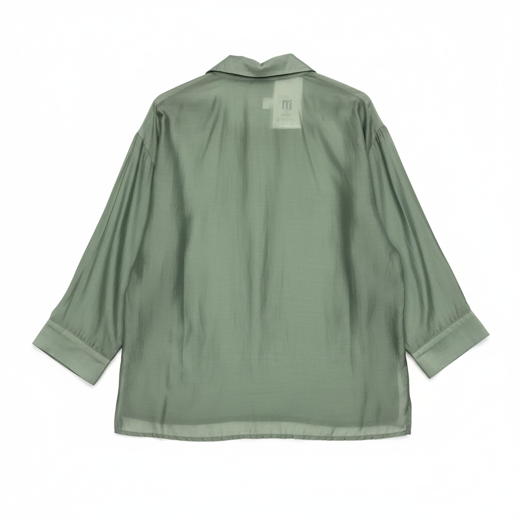 CAMISA VINCEOTTO VERDE TRANSPARENTE BOLSO FRONTAL MANGA LONGA