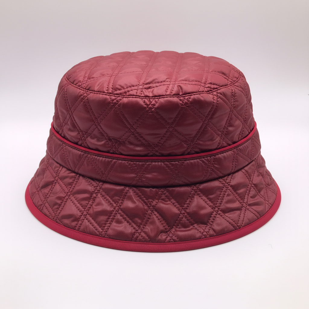 CHAPÉU BORDO PADRÃO LOSANGO COSTURA ACOLCHOADO