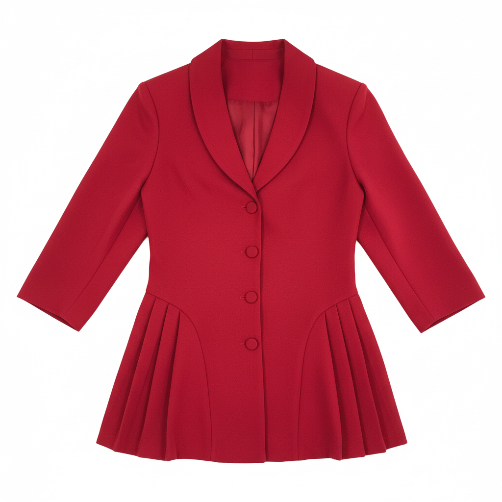 BLAZER MOCHY VERMELHO ACINTURADO DRAPEADO BOTÕES REVESTIDOS