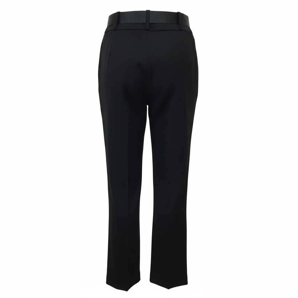 CALÇA RETA LCK FASHION RETA PRETO CINTO LONA FIVELA DUPLA PRATA BOLSO LATERAL