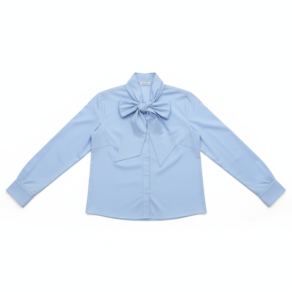 CAMISA DOLCE VITA AZUL ACINTURADO GOLA AMARRAÇÃO LAÇO BOTÕES MANGA CUMPRIDA