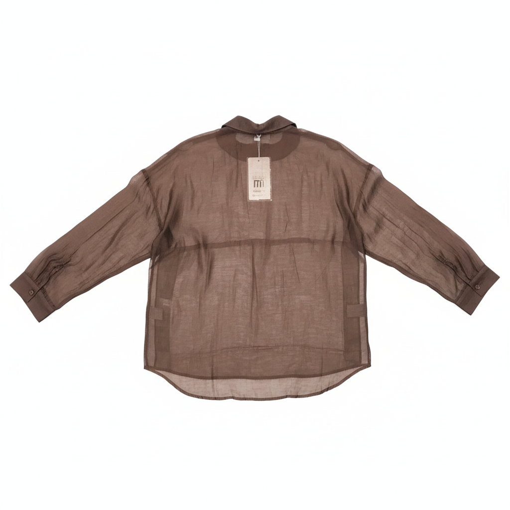 CAMISA VINCEOTTO CASTANHO TRANSPARENTE BOLSO FRONTAL MANGA LONGA