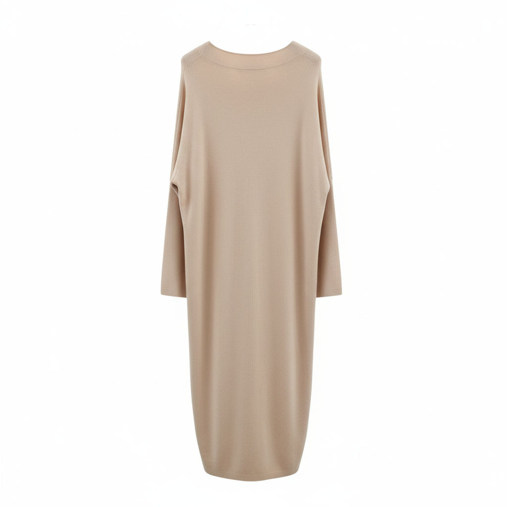 VESTIDO SINAIS VISIVEIS ROSE MANGA CUMPRIDA DECOTE EM BICO