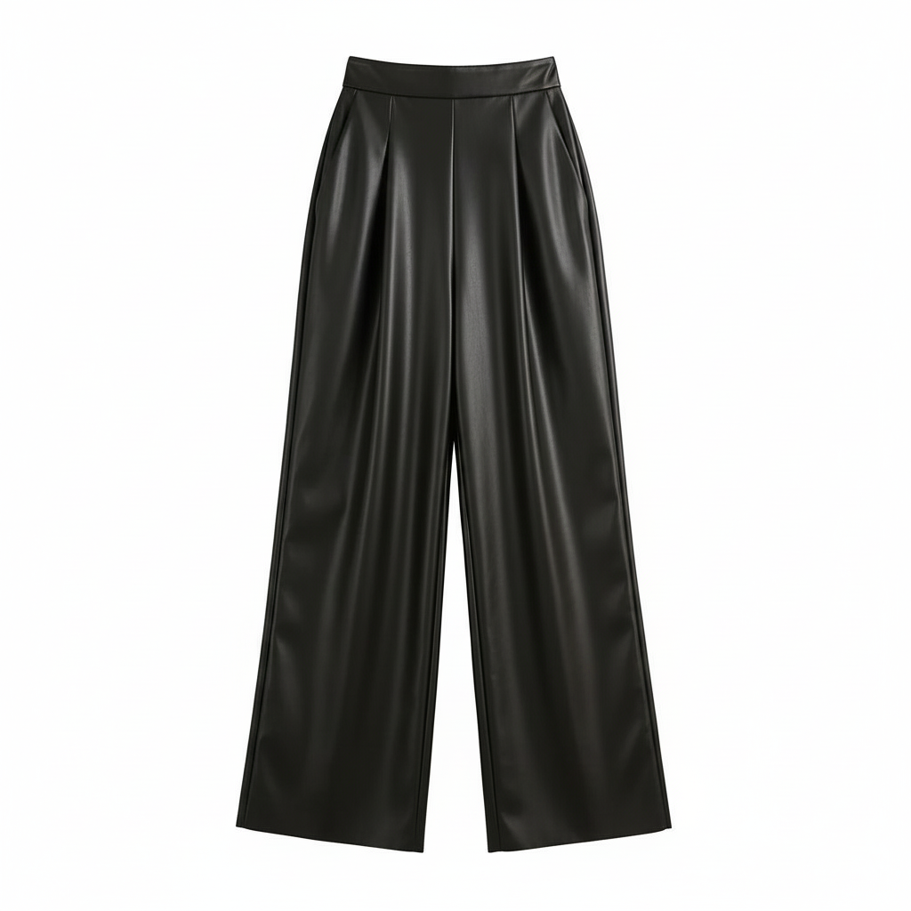 CALÇA FLAIR EGLAF PRETO ECO PELE BOLSOS