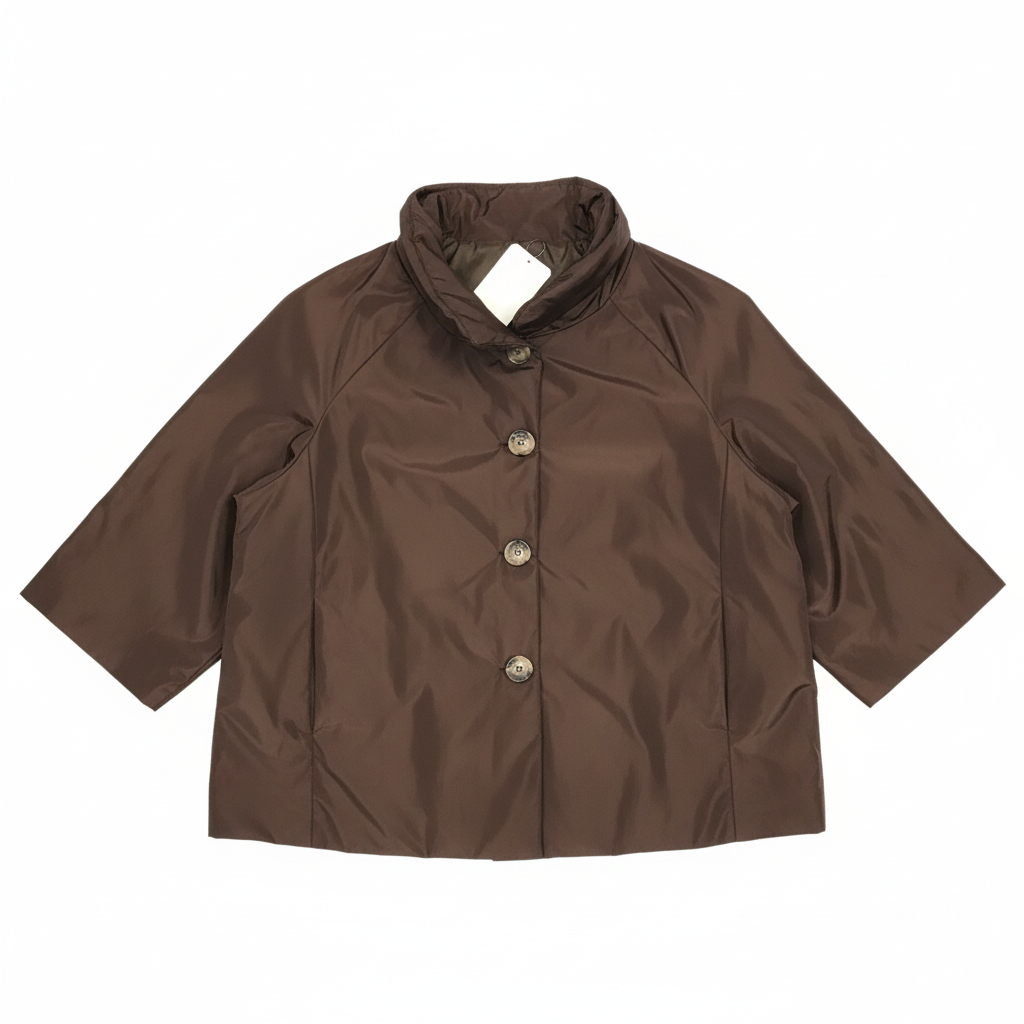 CASACO CASTANHO ESCURO BOTÕES CASTANHO E BRANCO