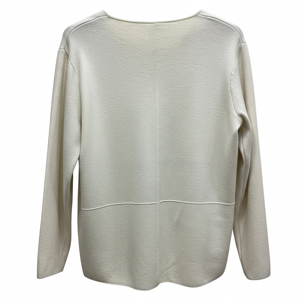 CAMISOLA VINCEOTTO CREME DECOTE EM BICO MANGA CUMPRIDA BOLSO DUPLO FRONTAL