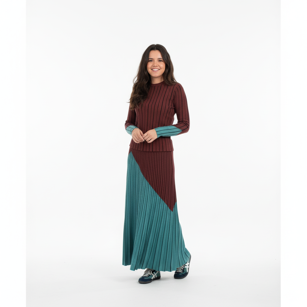 SAIA MIDI SKATIE BRAND BORDO VERDE ÁGUA DRAPEADO