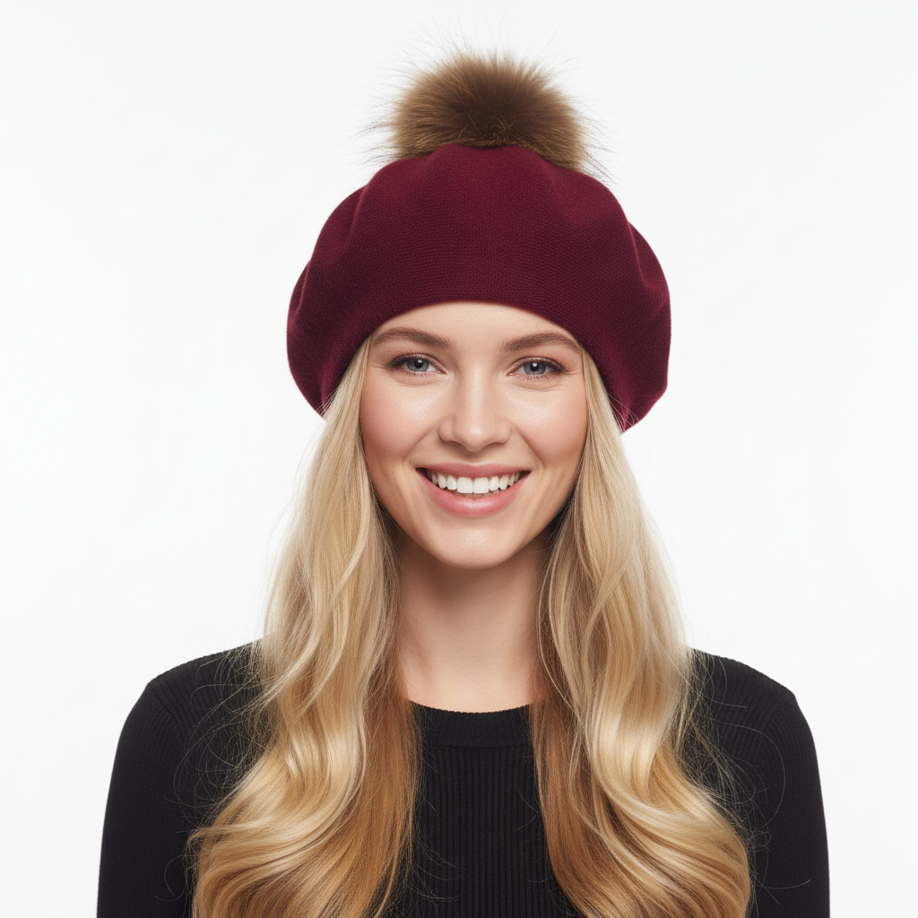 BOINA BORDO POMPOM PELO CASTANHO