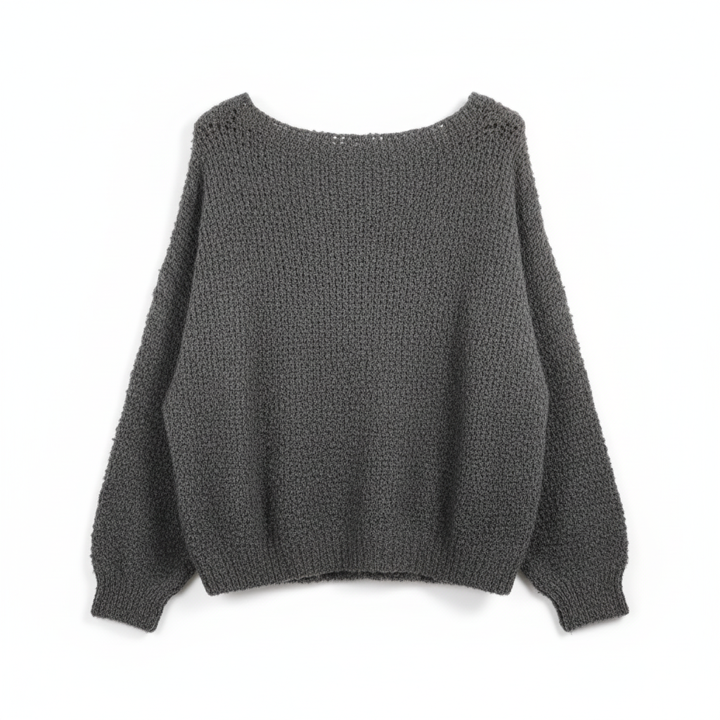 CAMISOLA COCO ITALIA CINZA DECOTE EM BICO LÃ LISO