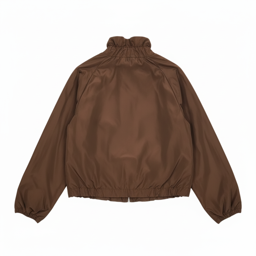 CASACO CAMILLE FRANCE CASTANHO IMPERMEAVEL LAÇO AMARRAÇÃO ZIPER PRATA BOLSO