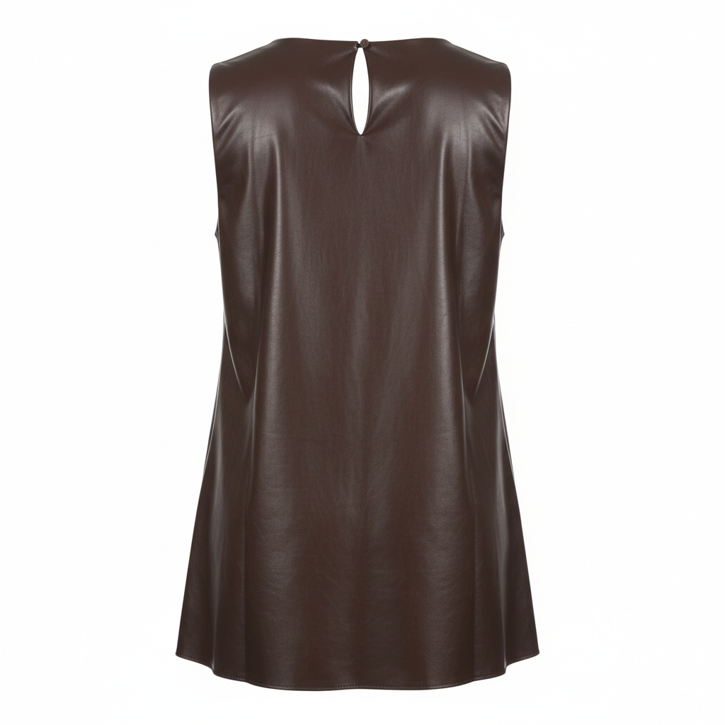 VESTIDO CAMILLE FRANCE CASTANHO ESCURO ECO PELE LISO