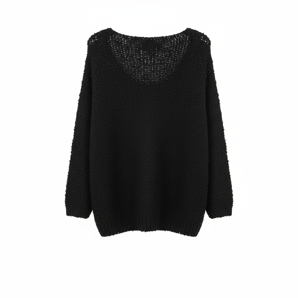 CAMISOLA COCO ITALIA PRETO DECOTE EM BICO LÃ LISO