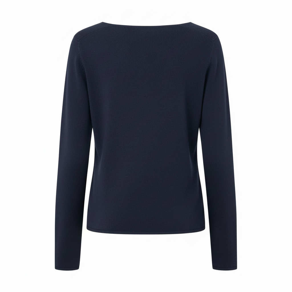 CAMISOLA VINCEOTTO AZUL ESCURO DECOTE EM BICO MANGA CUMPRIDA