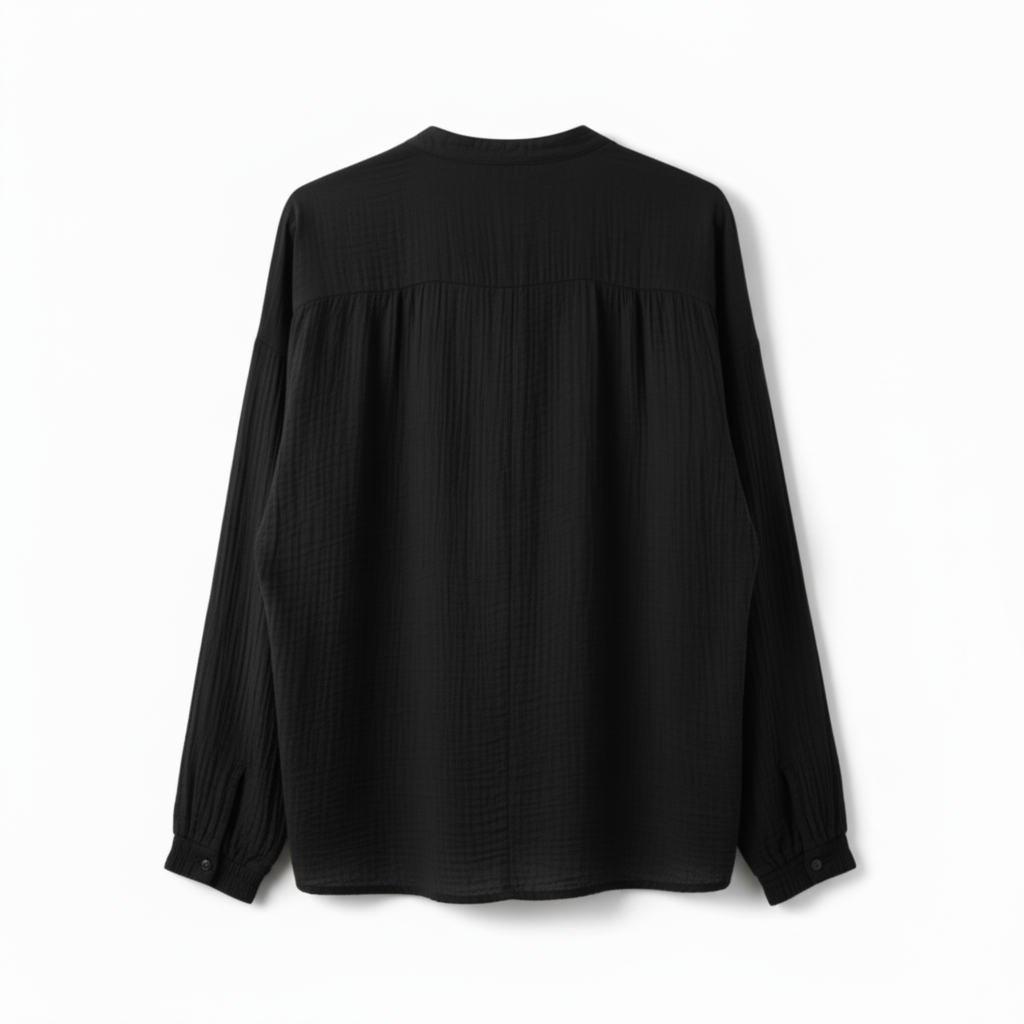 CAMISOLA CAMILLE FRANCE PRETO DECOTE EM BICO BABADOS