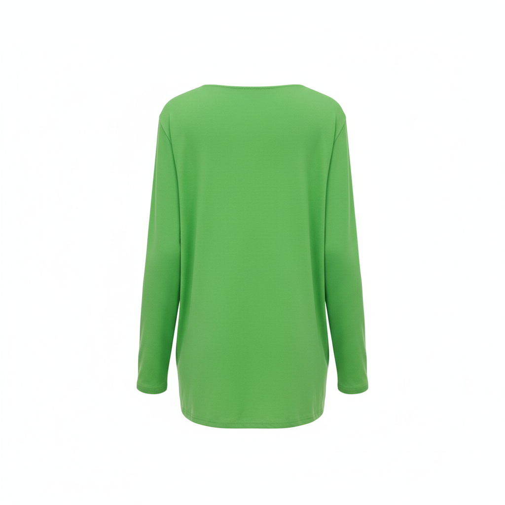 CAMISOLA AZARA VERDE LIMÃO DECOTE CANOA MANGA CUMPRIDA