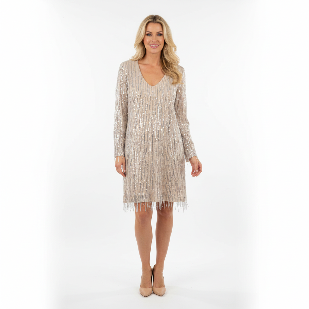 VESTIDO VANITA ROSE FESTA BRILHO LANTEJOULAS FITAS SOLTAS