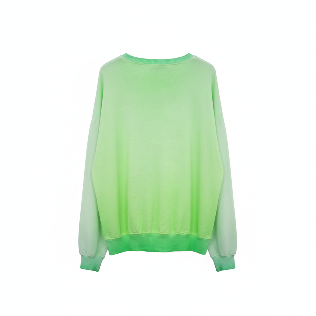 CAMISOLA APRIL VINTAGE VERDE LIMÃO BRILHO ESTAMPA FLOR CORAÇÃO AMOUR PUNHO CANELADO