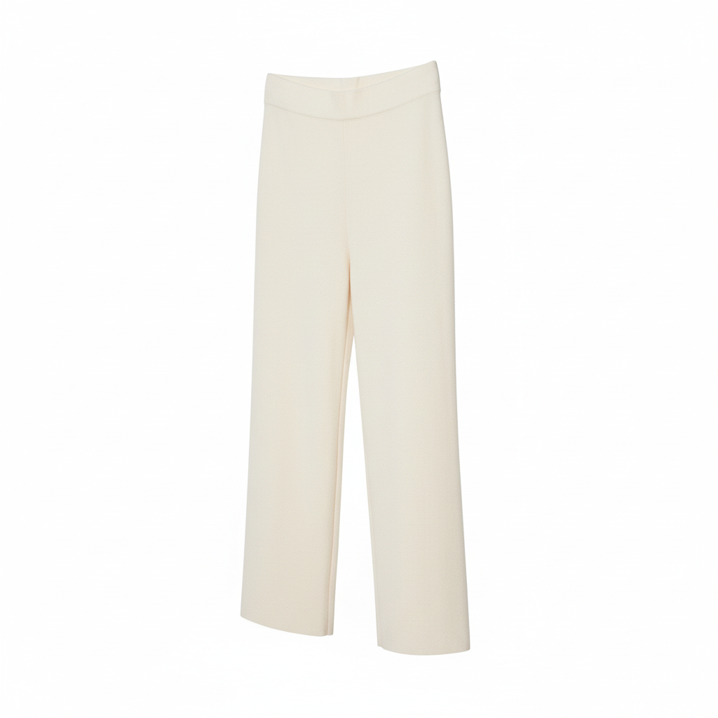 CALÇA RETA CARLA GIANNINI CREME ELASTICO CINTURA