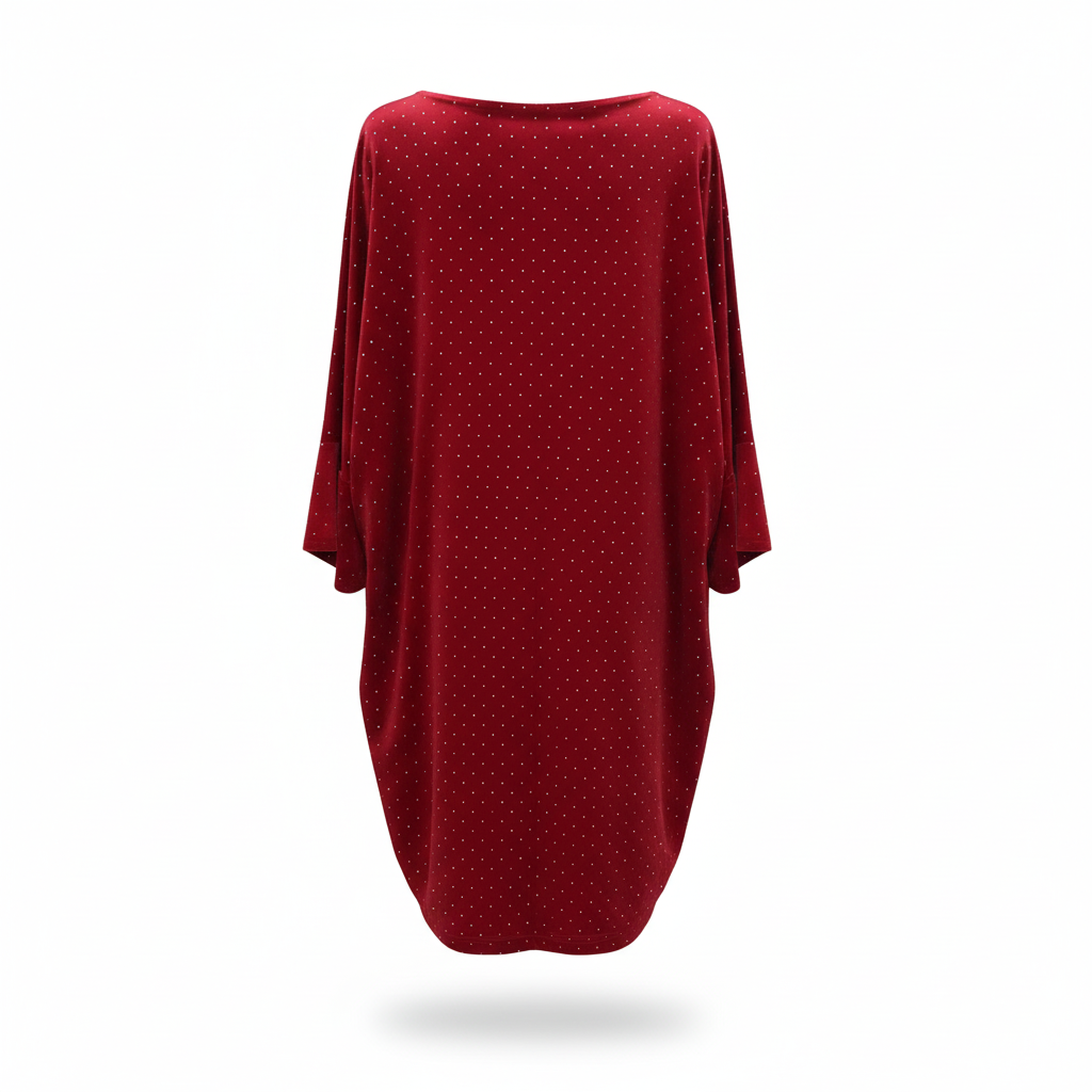 VESTIDO VERMELHO MANGA 3/4 BRILHOS DOURADO