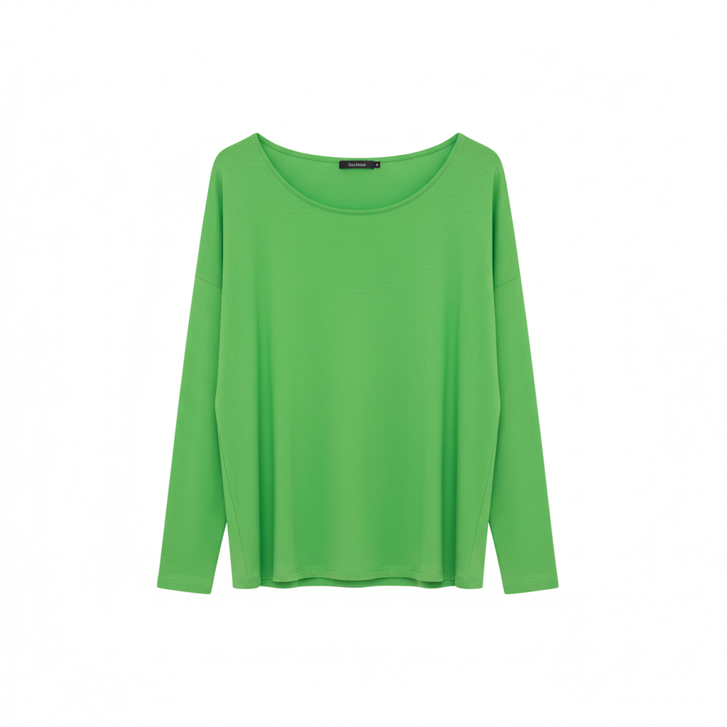 CAMISOLA AZARA VERDE LIMÃO DECOTE CANOA MANGA CUMPRIDA
