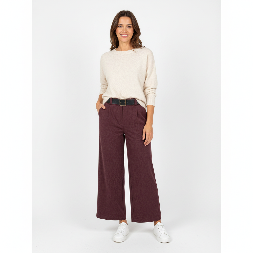 CALÇA FLAIR CAMILLE FRANCE BORDO CINTO PRETO FIVELA DOURADA