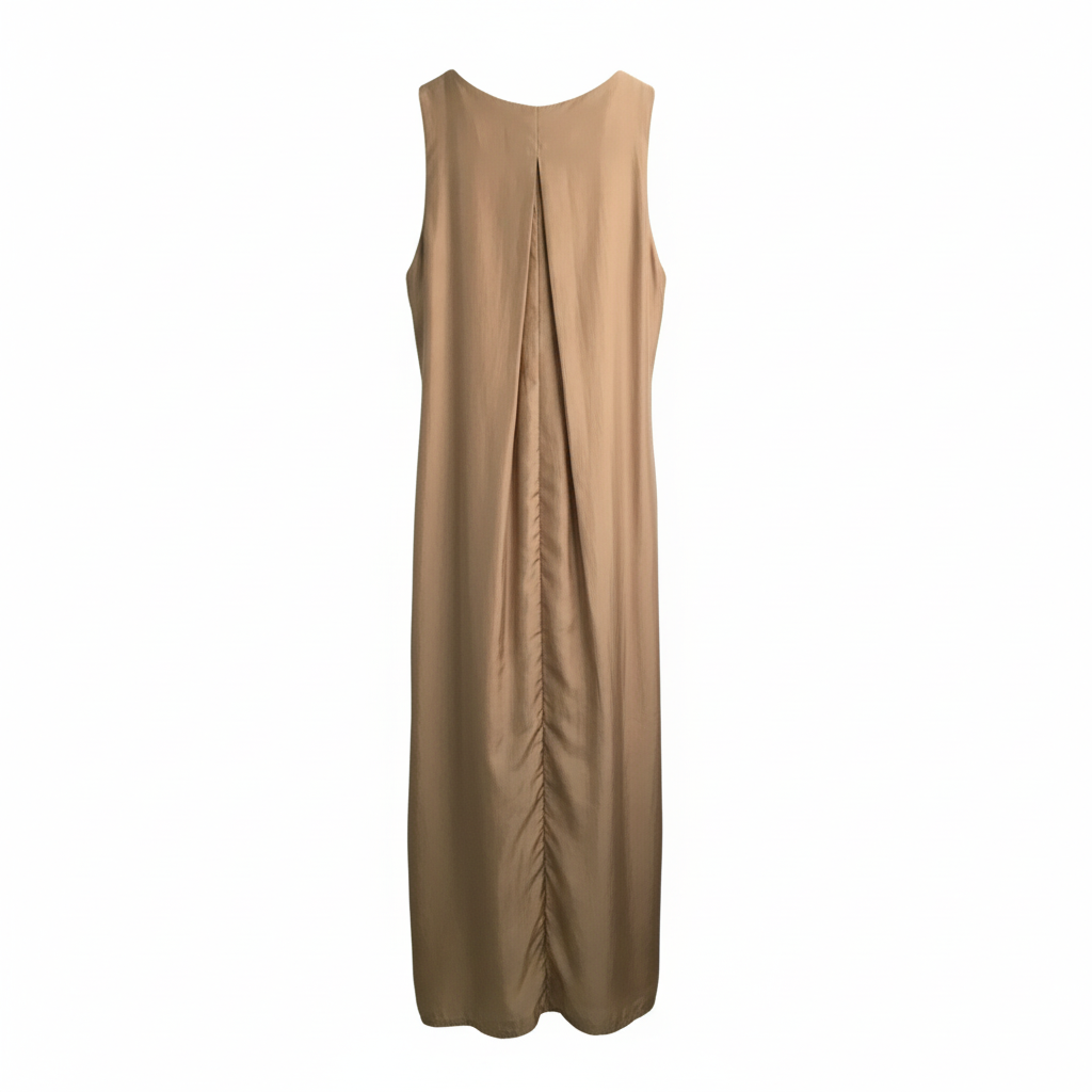VESTIDO CAMILLE FRANCE CASTANHO COBRE FESTA SETIN PREGAS BUSTO REGATA