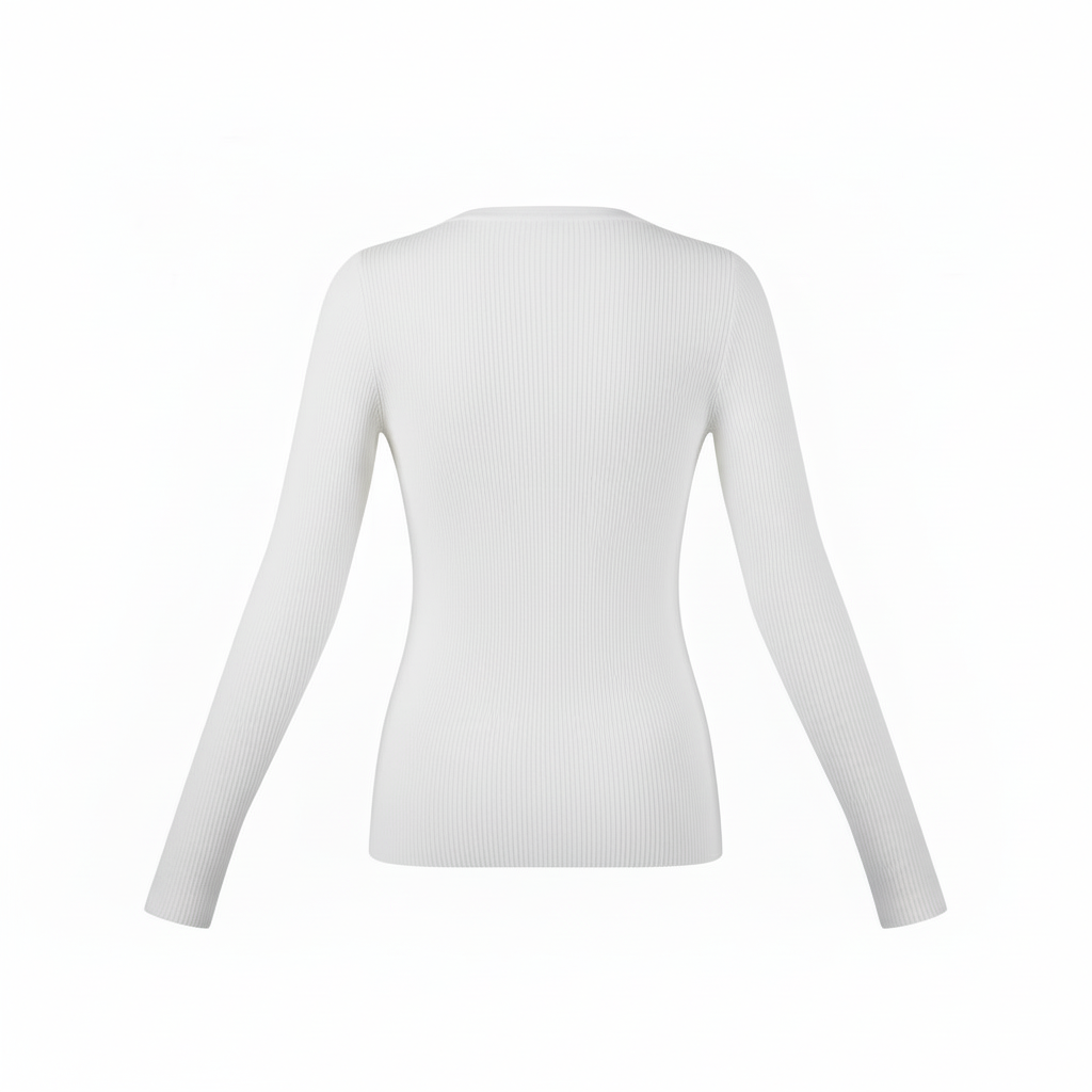CAMISOLA VINCEOTTO BRANCO DECOTE EM BICO MANGA CUMPRIDA CANELADA