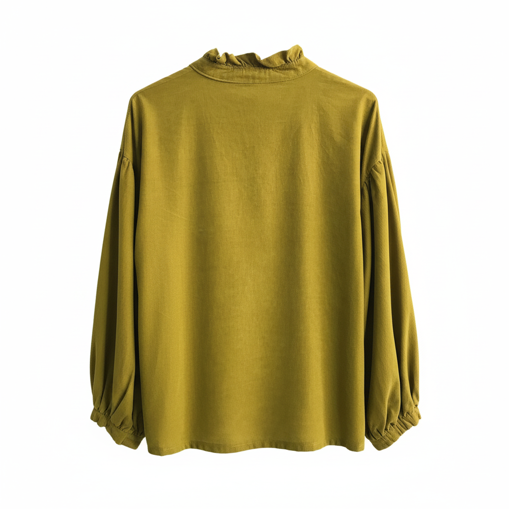 CAMISA CAMILLE FRANCE VERDE GOLA DRAPEADO MANGA CUMPRIDA BOTÕES DETALHE DRAPEADO