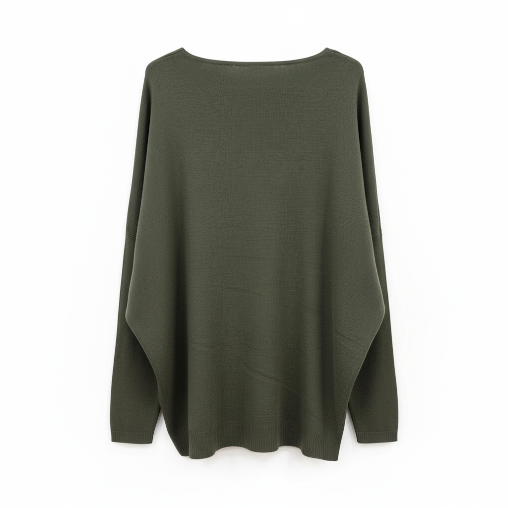 CAMISOLA VINCEOTTO VERDE ESCURO DECOTE EM BICO MANGA CUMPRIDA PUNHO E BARRA CANELADA