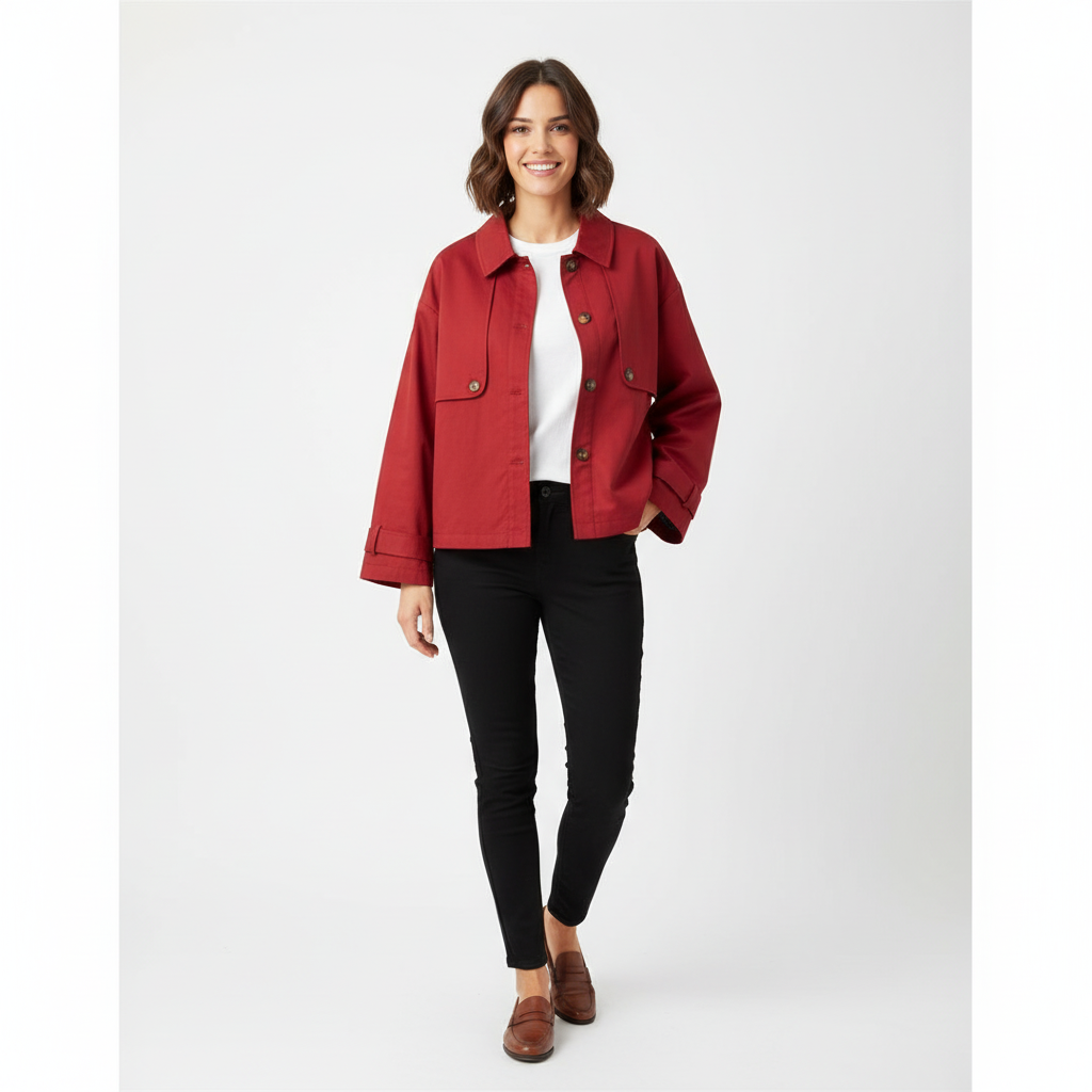 CASACO BORDO BOTÕES FORRO XADREZ BOLSOS PARKA