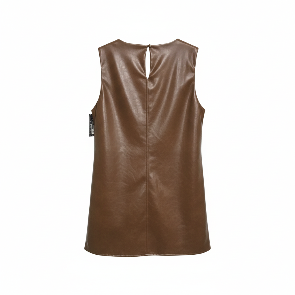 VESTIDO CAMILLE FRANCE CASTANHO ECO PELE LISO