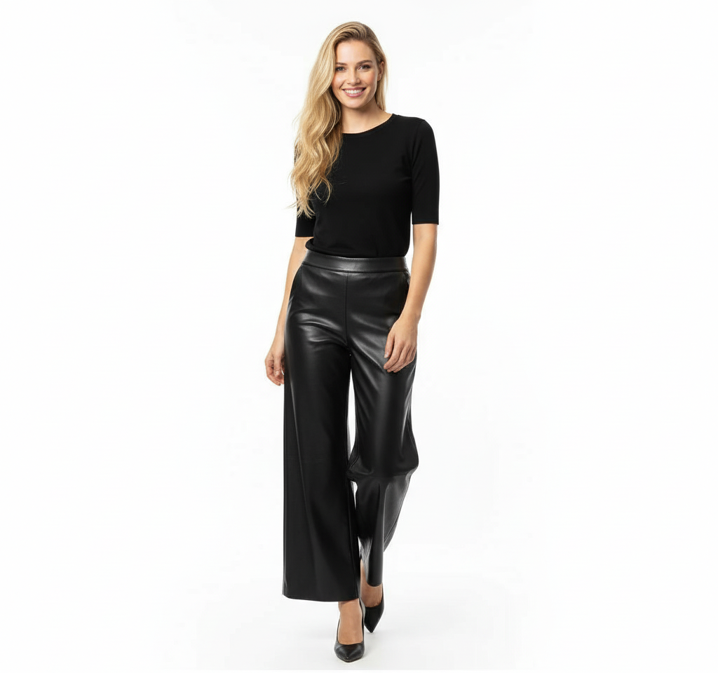 CALÇA FLAIR EGLAF PRETO ECO PELE BOLSOS