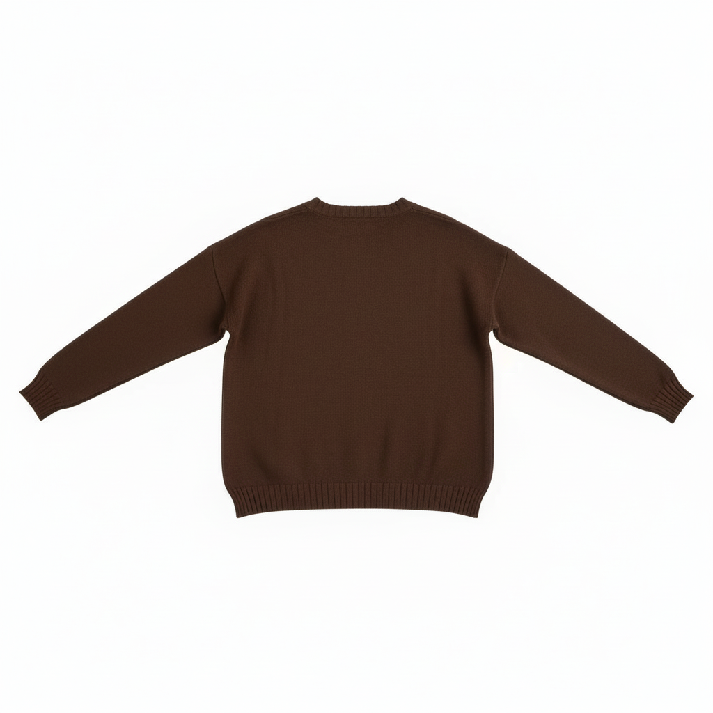 CAMISOLA 6° SHOP CASTANHO ESCURO DECOTE EM BICO MANGA CUMPRIDA CANELADA FENDA LATERAL