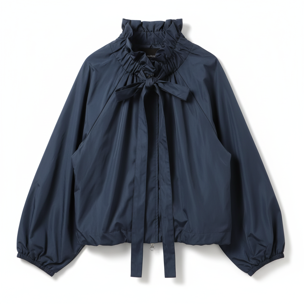 CASACO CAMILLE FRANCE AZUL MARINHO IMPERMEAVEL LAÇO AMARRAÇÃO ZIPER PRATA BOLSOS