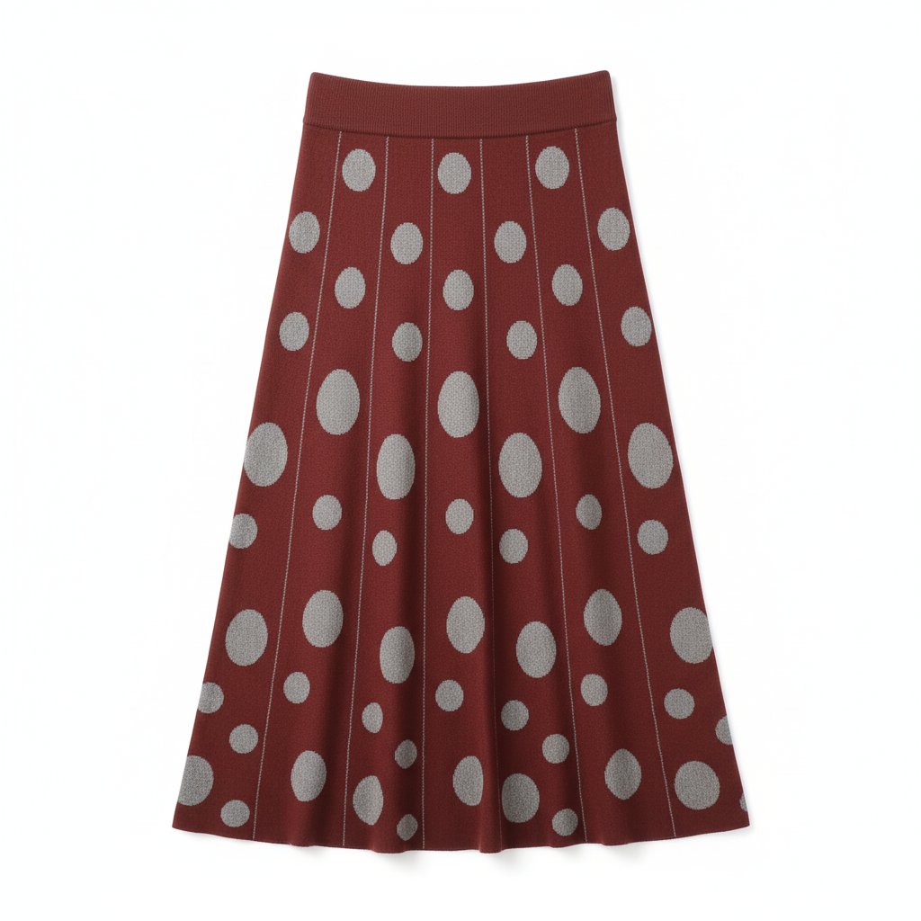 SAIA MIDI SKATIE BRAND BORDO PADRÃO BOLAS CINZAS