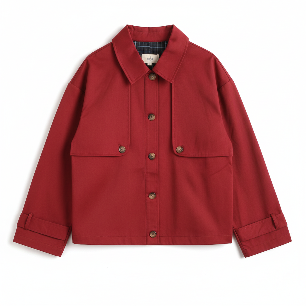 CASACO BORDO BOTÕES FORRO XADREZ BOLSOS PARKA