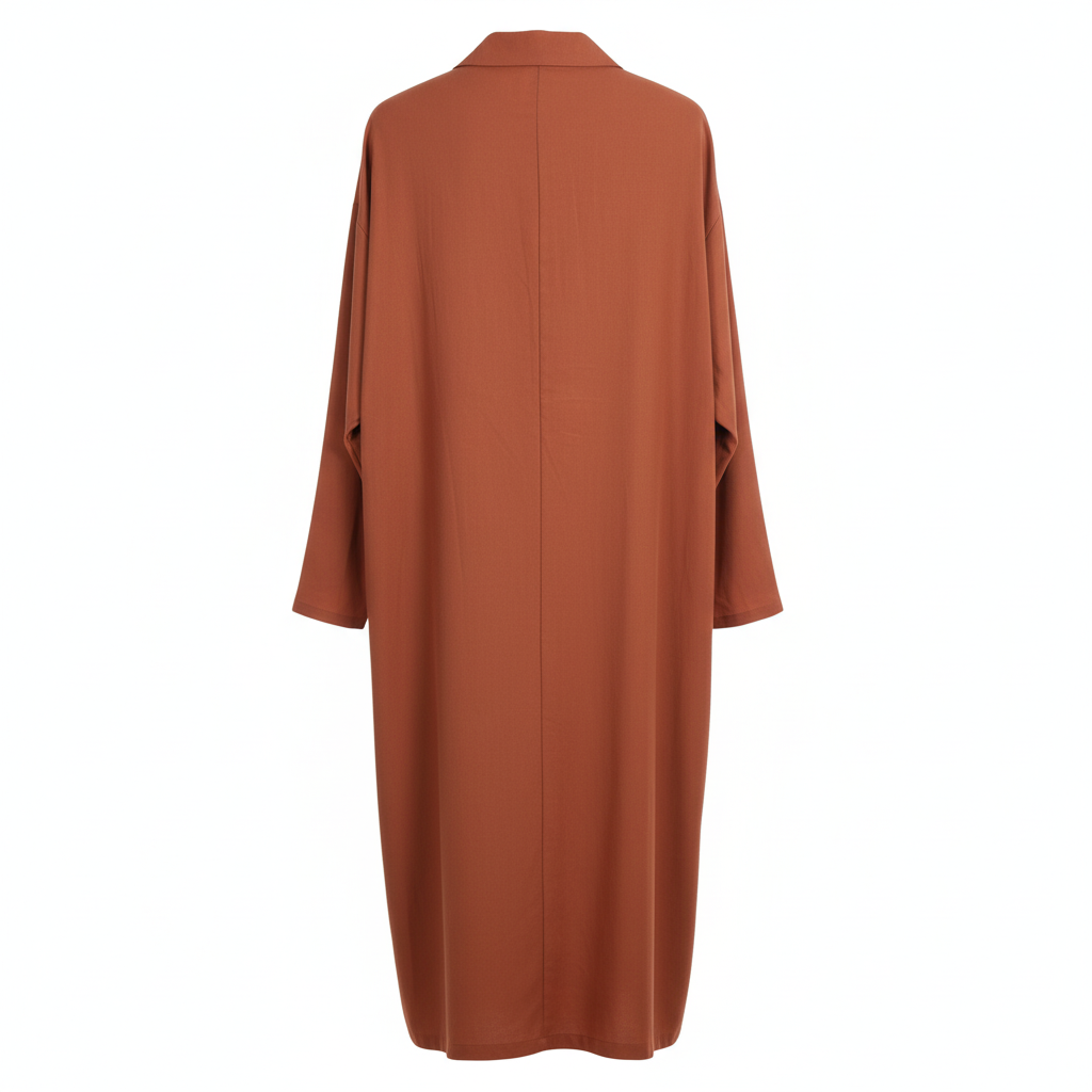VESTIDO NEFELIBATA TERRACOTA PRETO MANGA CUMPRIDA BORDADO FLOR BOTÕES MANGA 3/4