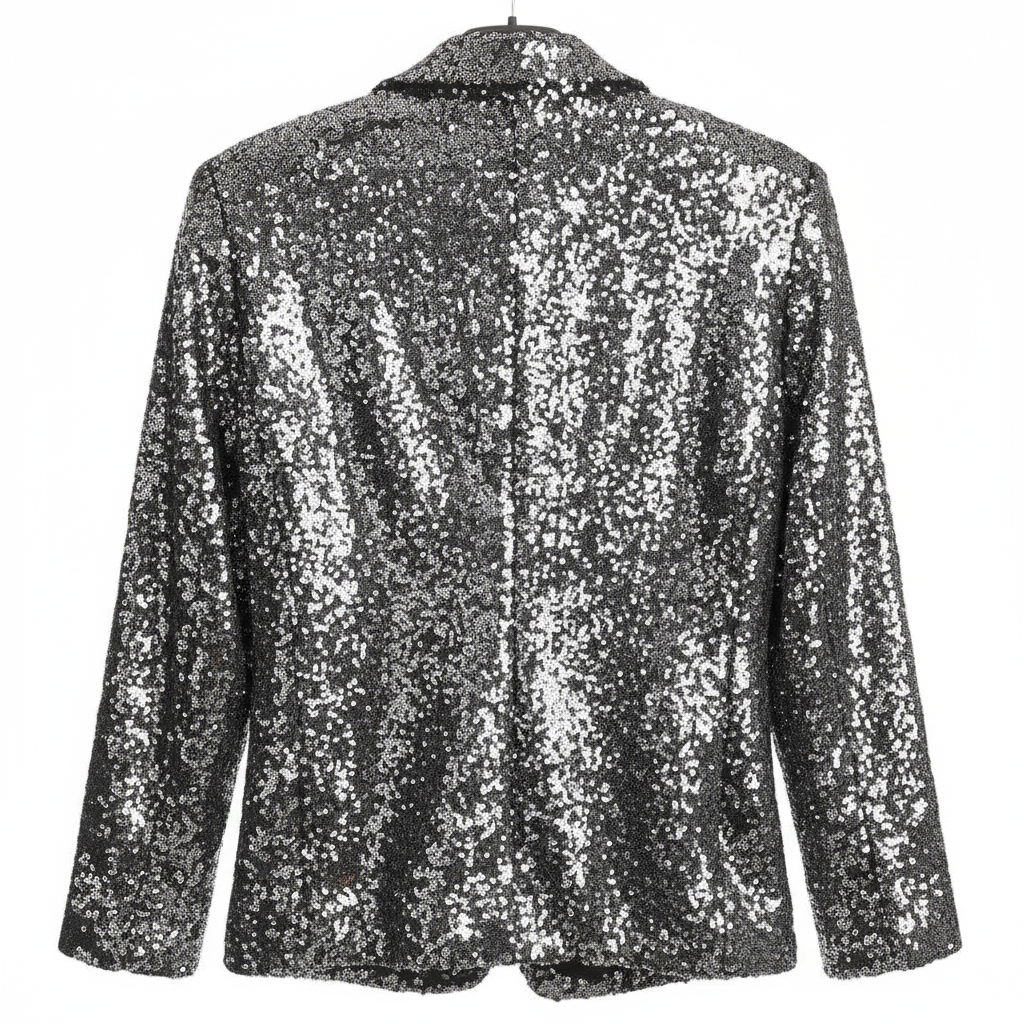 BLAZER LUMINA PRATA FESTA LANTEJOULA TERNO ACINTURADO BOLSOS