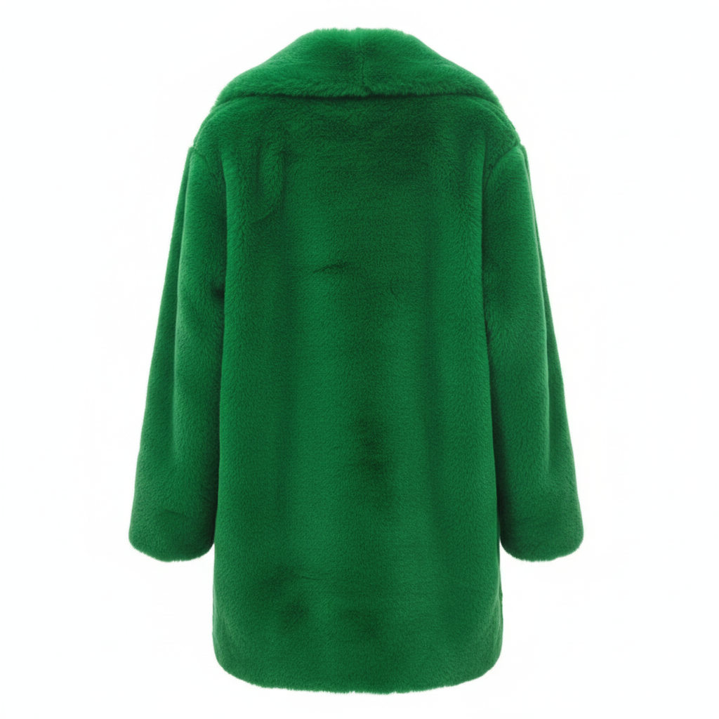 CASACO MIA MIA PELUCHE TEDDY MÉDIO VERDE VELUDO PELOS BOTÕES DE PRESSÃO BOLSOS