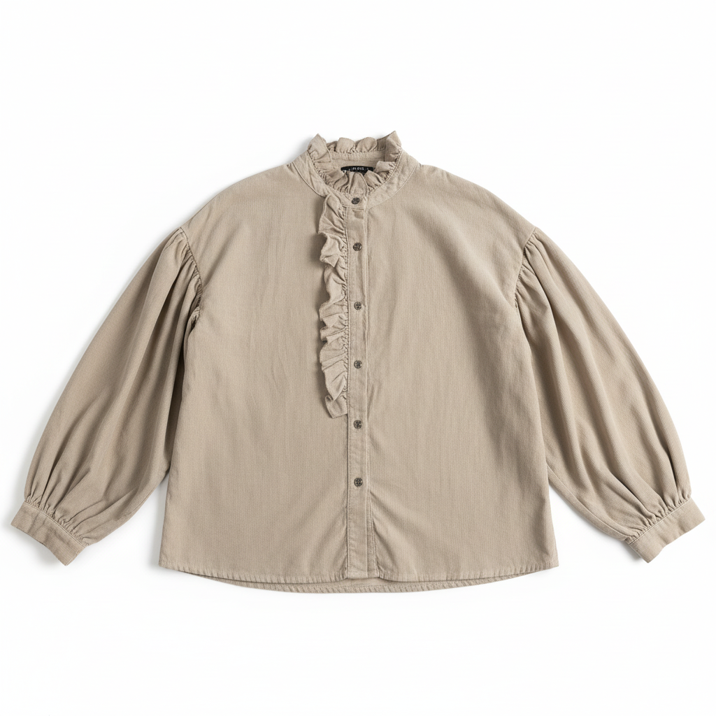 CAMISA CAMILLE FRANCE CINZA GOLA DRAPEADO MANGA CUMPRIDA BOTÕES DETALHE DRAPEADO