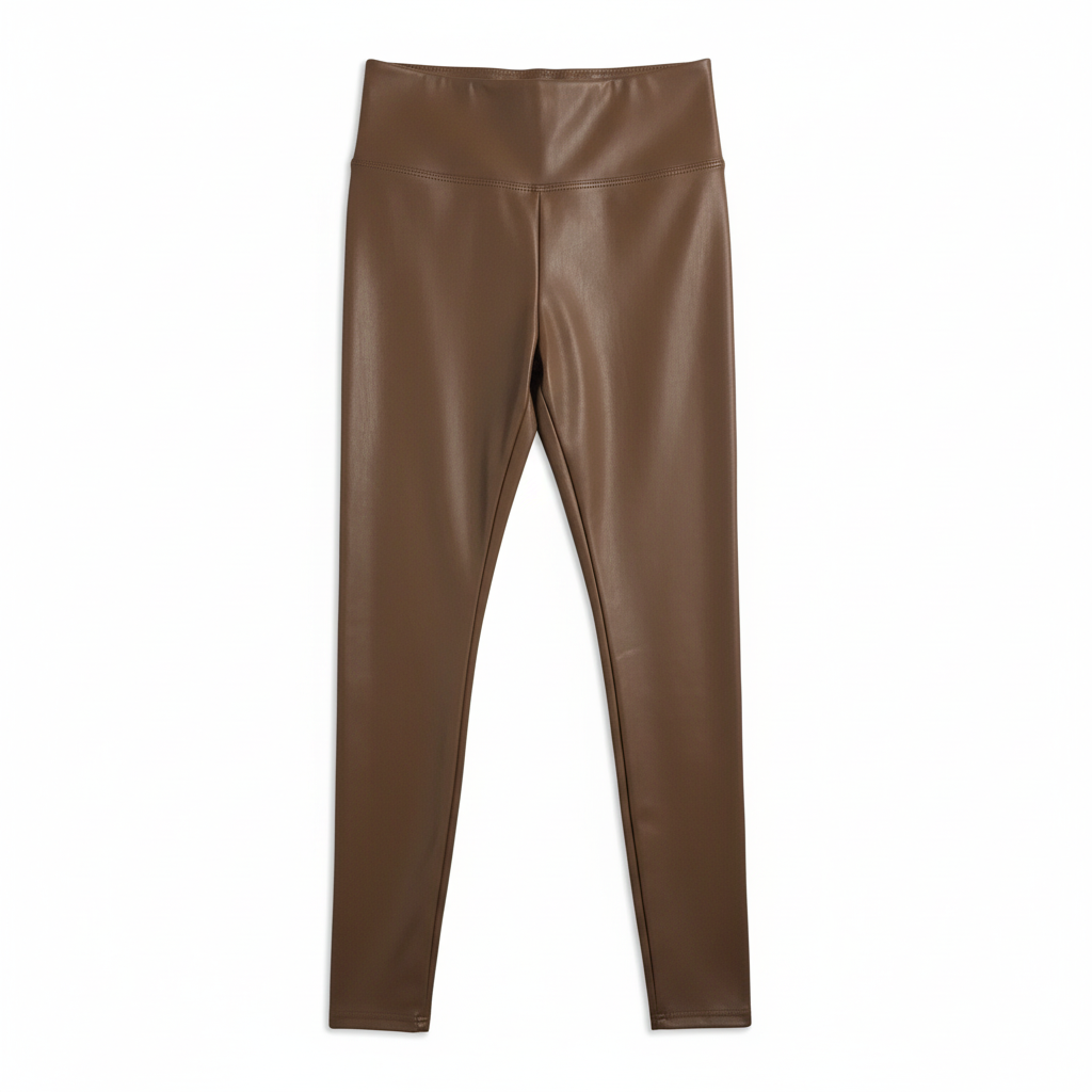 CALÇA SKINNY CASTANHO ESCURO ECO PELE ELASTICO FESTA