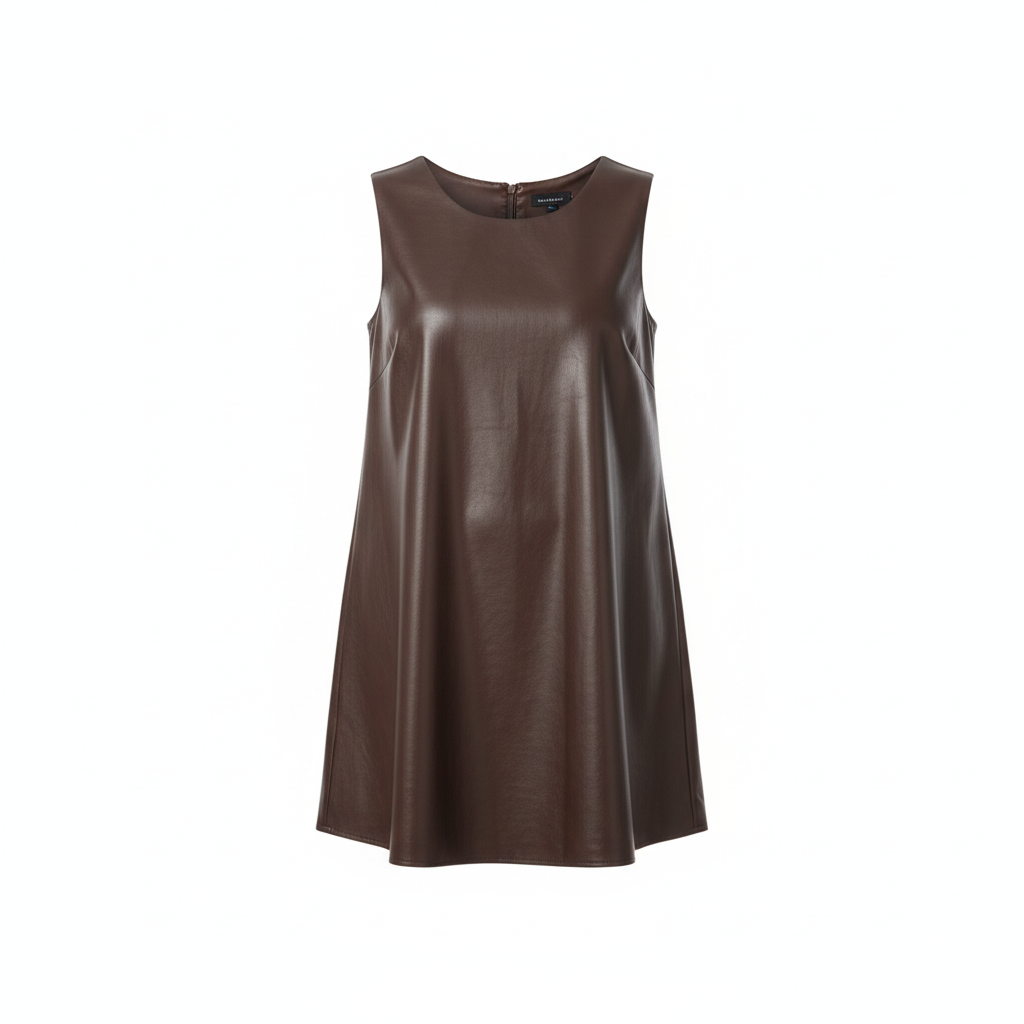 VESTIDO CAMILLE FRANCE CASTANHO ESCURO ECO PELE LISO