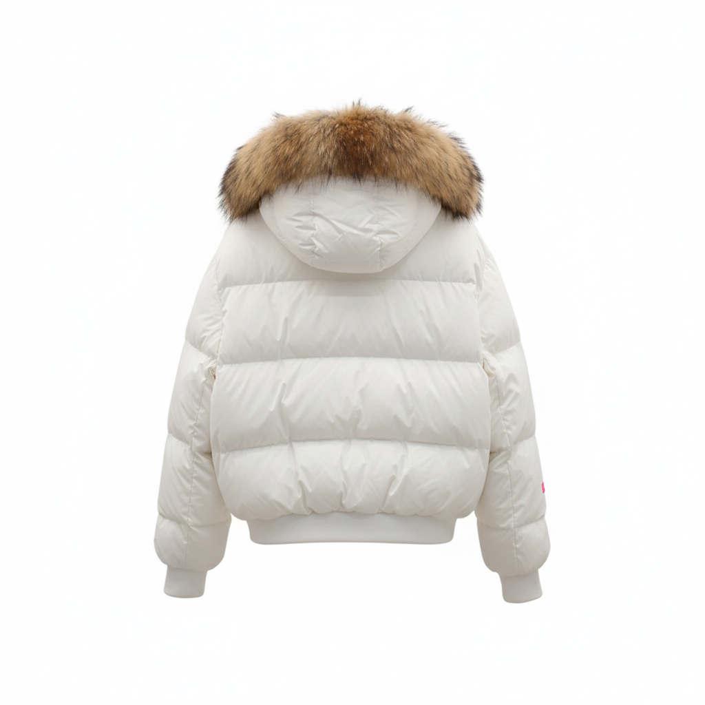 CASACO BRANCO GOLA PELOS ZIPER BOLSO FRONTAL ALMOFADADO